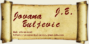 Jovana Buljević vizit kartica